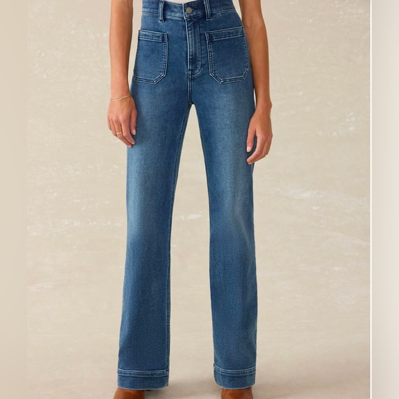 Faherty Denim - Faherty Medium Blue High-Rise Straight Jeans